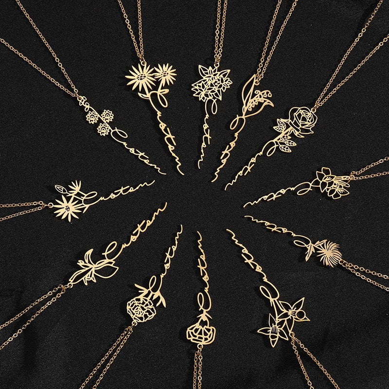 Birth Month Name Necklace - Inaya Accessories