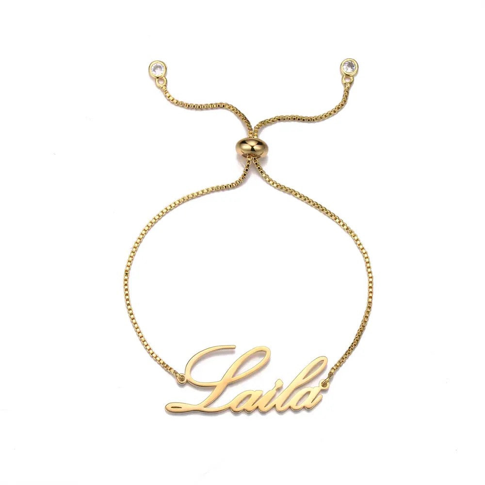 Personalised Golden Engraved Name Bracelet – GIVA Jewellery