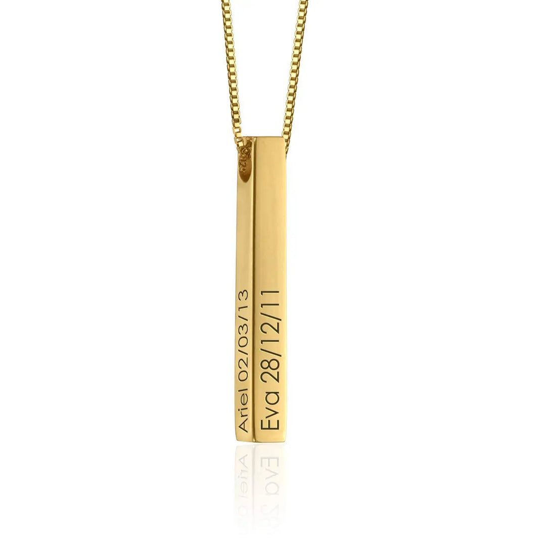 22KT Gold Plated Memory Bar Necklace - Inaya Accessories