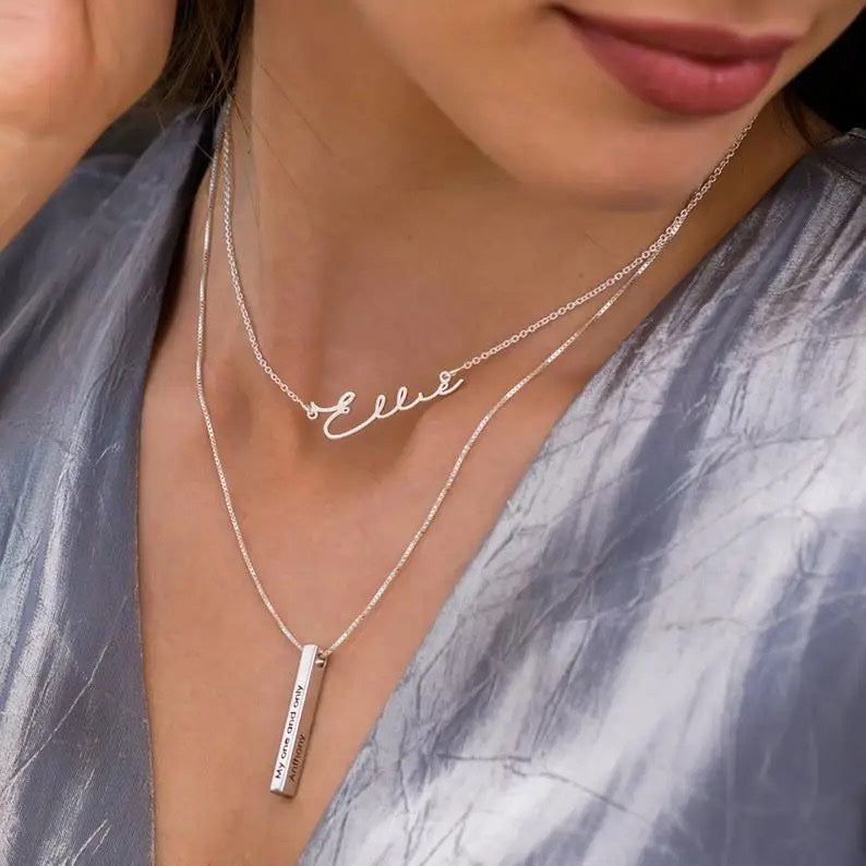 22KT Gold Plated Memory Bar Necklace - Inaya Accessories