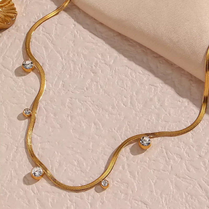 18 kt Snake Chain with Zircons, Avery - Inaya Accessories