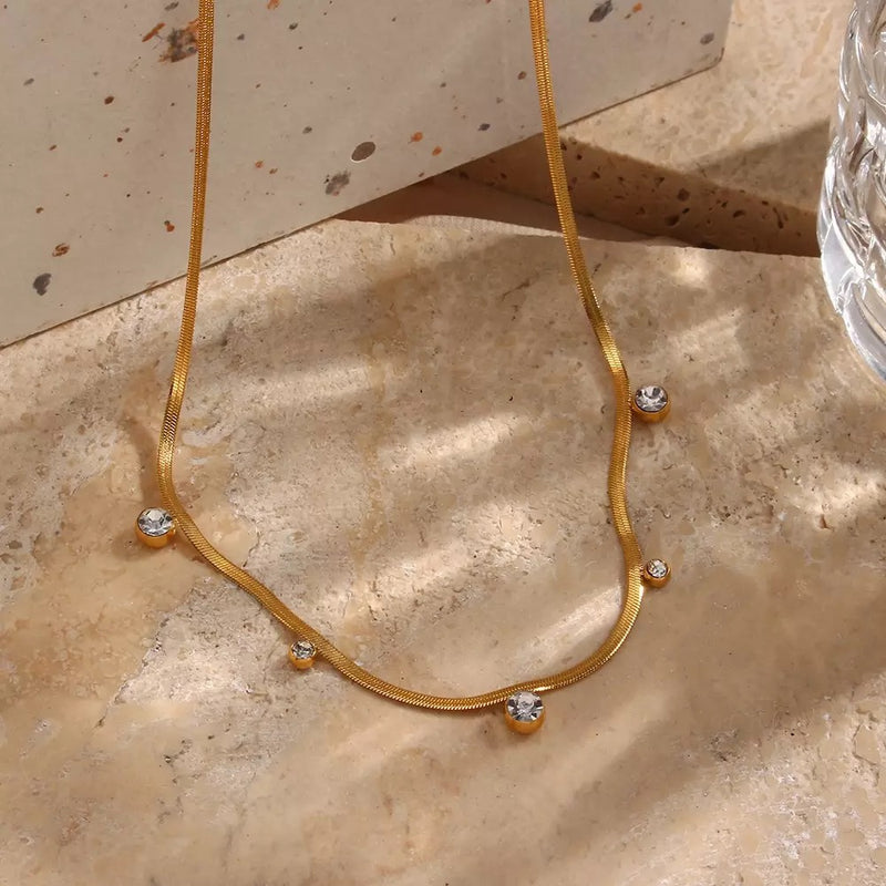 18 kt Snake Chain with Zircons, Avery - Inaya Accessories