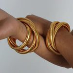 Load image into Gallery viewer, 18 Kt Gold Plated 3 in 1 Chunky Viper Bracelet - Inaya Accessories