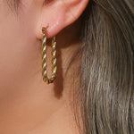 Load image into Gallery viewer, 18 Kt Gold Plated U-Shaped Twist Rope Earrings, Agatha - Inaya Accessories