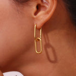 Load image into Gallery viewer, 18Kt Gold Plated Paperclip Textured Detachable Earrings, Hazel - Inaya Accessories