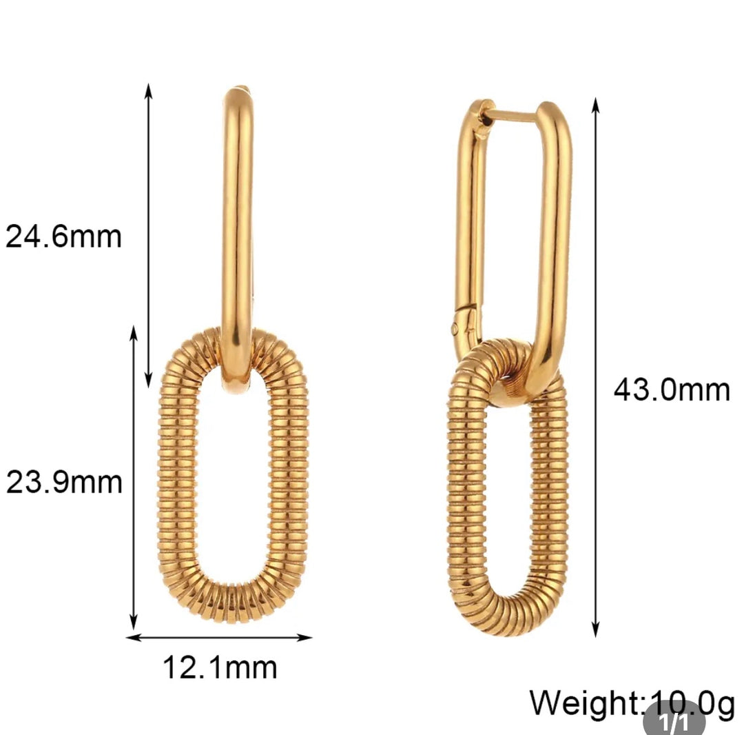 18Kt Gold Plated Paperclip Textured Detachable Earrings, Hazel - Inaya Accessories