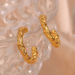 Load image into Gallery viewer, 18KT Gold Plated Textured Statement Half Hoops, Alia - Inaya Accessories
