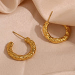 Load image into Gallery viewer, 18KT Gold Plated Textured Statement Half Hoops, Alia - Inaya Accessories