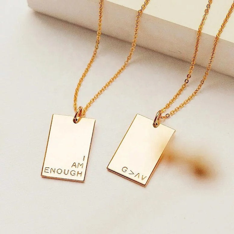 14kt Gold Plated Customised Message/Fingerprint Necklace - Inaya Accessories