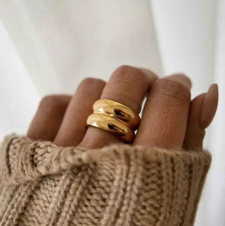 18KT Gold Plated Drum Ring, Amy - Inaya Accessories