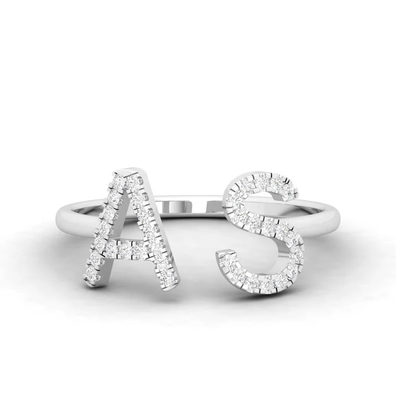 Diamond Initial Couple Ring - Inaya Accessories