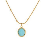 Load image into Gallery viewer, 18 KT Gold Plated Opal Stone Snake Chain Necklace, Rumi - Inaya Accessories