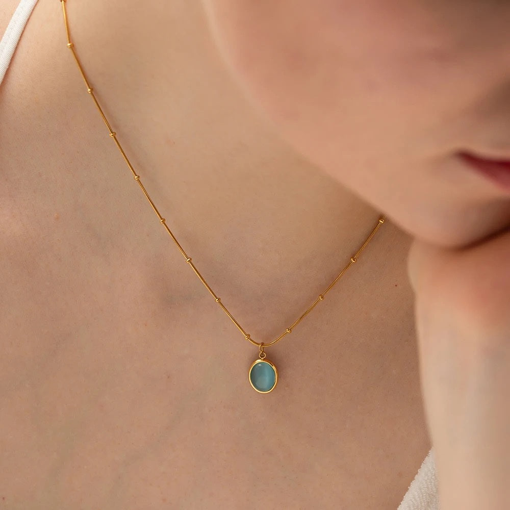 14K Gold White Opal Necklace - Dainty Pear-Shape India | Ubuy