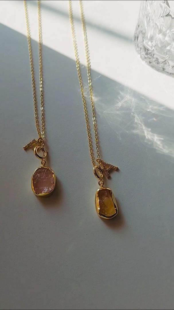 Druzy Initial Pendant Necklace - Inaya Accessories
