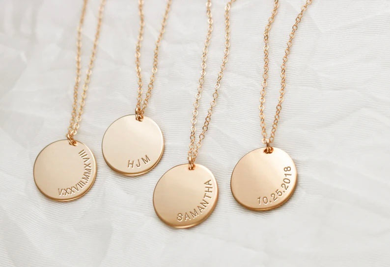 14kt Gold Plated Message/Fingerprint Round Charm Necklace - Inaya Accessories