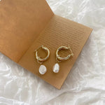 Load image into Gallery viewer, 14KT Gold Plated Freshwater Pearl Drop Earrings - Inaya Accessories
