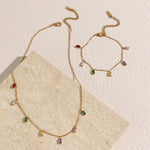 Load image into Gallery viewer, 18KT Gold Plated Rainbow Rhinestone Bracelet, Sasha - Inaya Accessories
