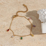 Load image into Gallery viewer, 18KT Gold Plated Rainbow Rhinestone Bracelet, Sasha - Inaya Accessories
