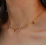 Load image into Gallery viewer, 18KT Gold Plated Rainbow Rhinestone Necklace, Sara - Inaya Accessories