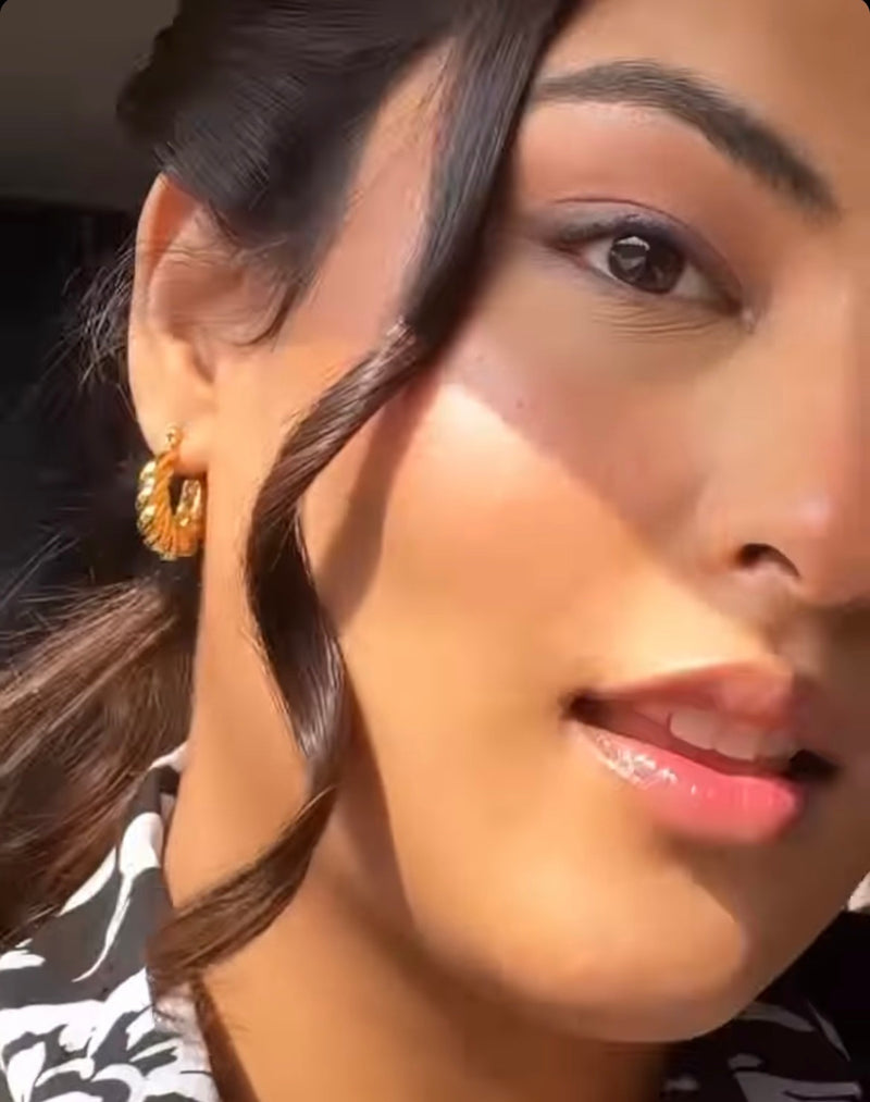 18KT Gold Plated Twist Rope Earrings, Laura - Inaya Accessories