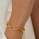 Load and play video in Gallery viewer, 18kt Gold Plated Paperclip Statement Bracelet, Catalina
