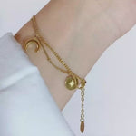 Load and play video in Gallery viewer, 18 Kt Gold Plated Moon Star Charm bracelet, Francessca
