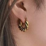 Load and play video in Gallery viewer, 18KT Gold Plated Twist Rope Earrings, Laura
