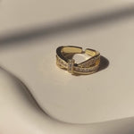 Load and play video in Gallery viewer, 18kt Gold Plated Infinity Zircon Studded Statement Diamond Ring, Lea
