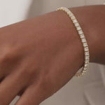 Load and play video in Gallery viewer, 14 KT Gold Plated Rhinestone Tennis Bracelet, Aurora
