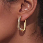 Load and play video in Gallery viewer, 18 Kt Gold Plated Zircon Box Earrings, Maitri
