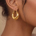 Load and play video in Gallery viewer, 18kt Gold Plated U Shaped Chunky Hoop Earrings, Ballerina
