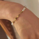 Load and play video in Gallery viewer, 18kt Gold Plated Glass Pearl Beads Chain Bracelet, Harper
