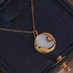 Load and play video in Gallery viewer, 18 KT Gold Plated Dainty Shell Sun &amp; Moon necklace, Paulami
