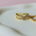 Load and play video in Gallery viewer, 18kt Gold Plated Infinity Zircon Studded Dainty Ring, Infinity
