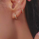 Load and play video in Gallery viewer, 18 KT Gold Plated Dainty Piercing Huggies, Pari
