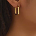 Load and play video in Gallery viewer, 18 kt Gold Plated Oval Box earrings
