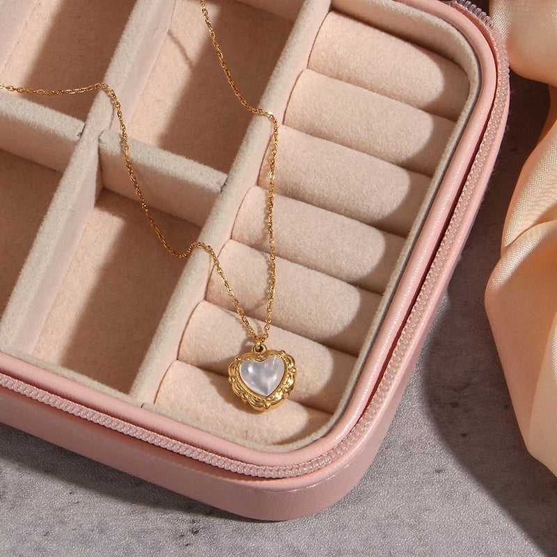 18 KT Gold Plated Dainty Shell Heart necklace, Trupti - Inaya Accessories
