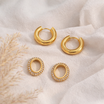 Load image into Gallery viewer, 18KT Gold Plated Zircon Insert Huggies, Pritika